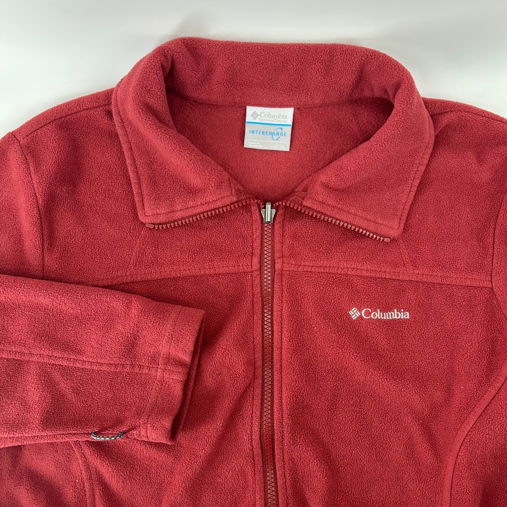 Columbia Fleece Jacket Womens XL Red Interchange Full Zip Outdoor Hiking